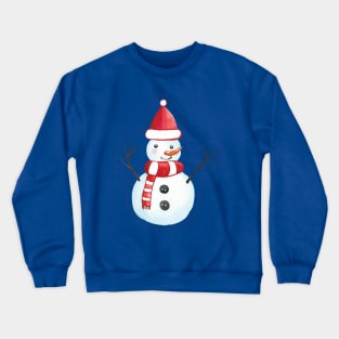 Snowman with santa hat Crewneck Sweatshirt